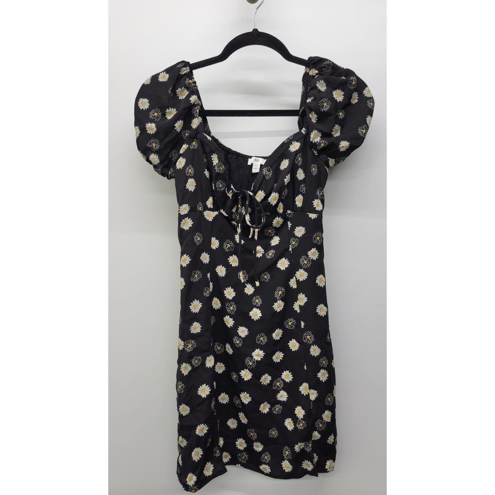 BP. Womens Ditsy Floral Tie Front Minidress xsmall Black/White Daisy